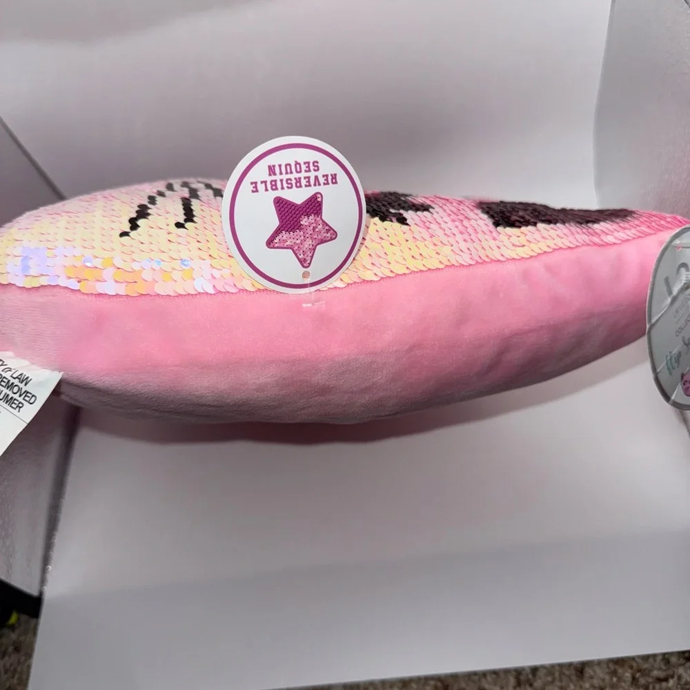 Love2Design Pink Flip Sequin Cat Pillow Iridescent Reversible Cushin